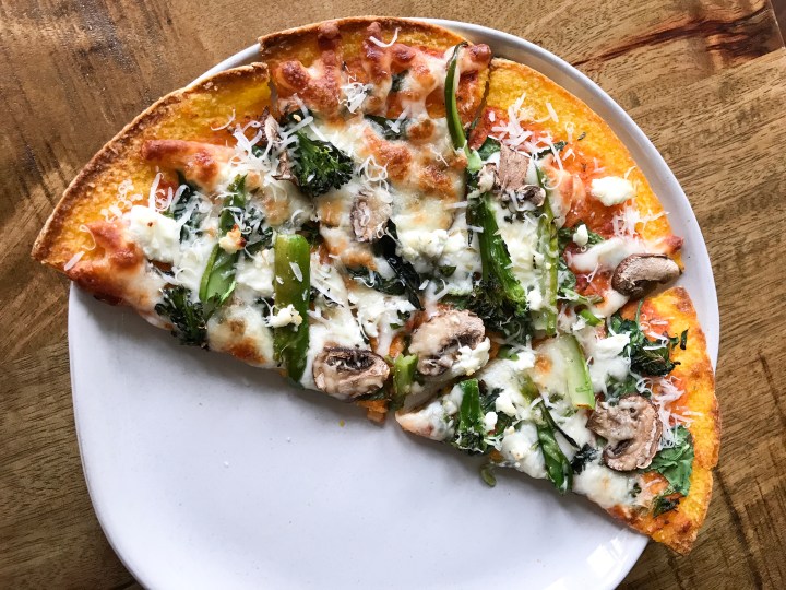 3-cheese Veggie pizza on Trader Joe’s Butternut Squash&nbsp;crust